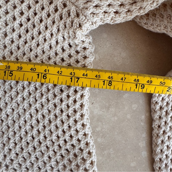 J Crew Light Beige Open Knit Pointelle Stick Cardigan Womens Size S Cotton - Picture 6 of 11